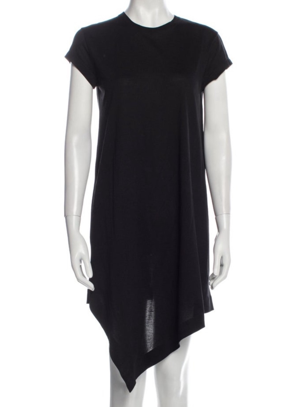 Balenciaga Black Short-Sleeve Asymmetrical Hem Dress S